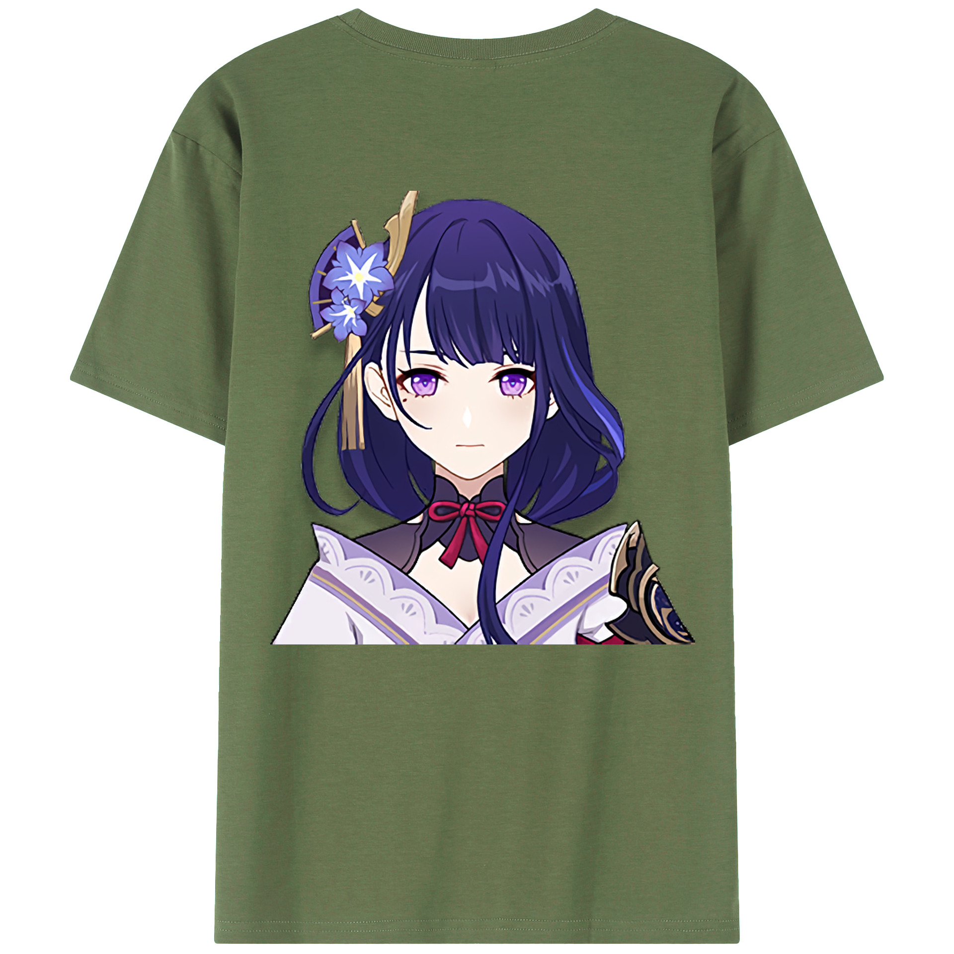 げんし神 雷電将軍 らいでんしょうぐん genshin Raiden Shogun 綿100％ メンズ半袖Tシャツ（バックプリント） 通気性